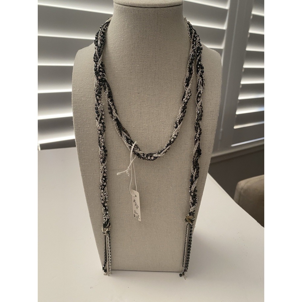 Stella & Dot Adrienne Mixed Chain Necklace Lariat 42.5" Antique Inspired Chains